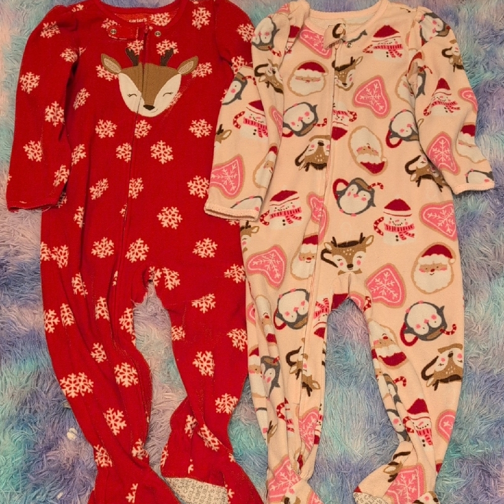 Carter's Red and Pink Festive Kids Footies